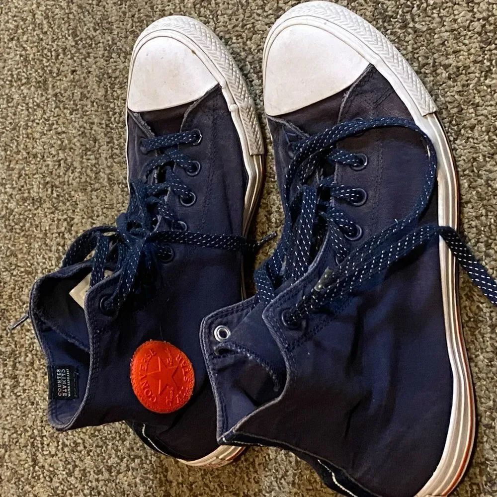 Converse 153793F Ws13 Ms 11Size Navy High-Top Sneakers with Bright Orange Patch - Picture 2 of 15